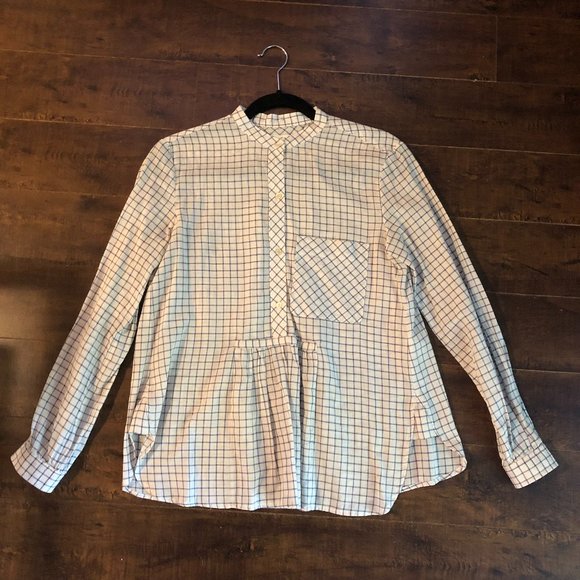 Aritzia White & Blue Wilfred Blouse - Picture 1 of 3